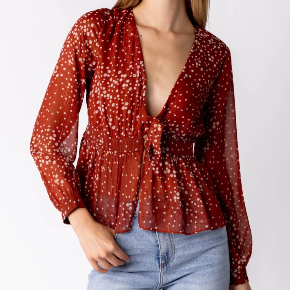 Vici Red Polka Dot Blouse